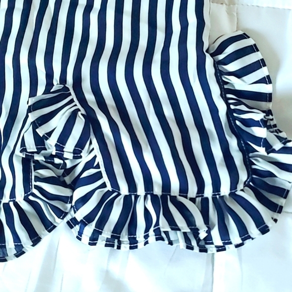 Navy Blue and White Striped Mini Skirt by Caren forbes 🌴 - Picture 3 of 4